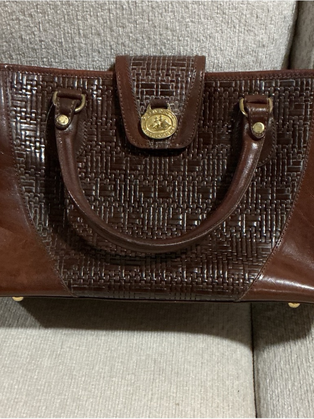 Brahmin vintage Classic Brown Woven Leather Tote
